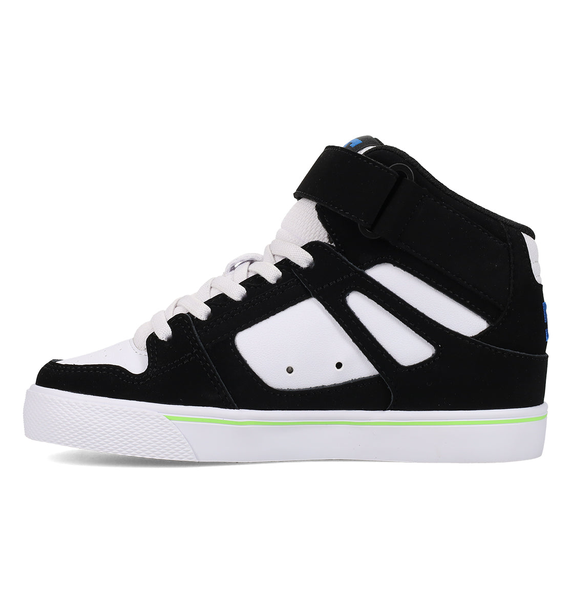 DC Boys Pure High Top EV Skate Shoes - Black Camo With Ankle Strap & Elastic Laces, Size 7 Big Kid