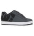 Introducing the DC Shoes Men’s Court Graffik Shoes, featuring a gray and black colorway with a white sole, the signature DC logo on the side, black laces, a low-top profile, and a classic puffy silhouette for enhanced comfort.