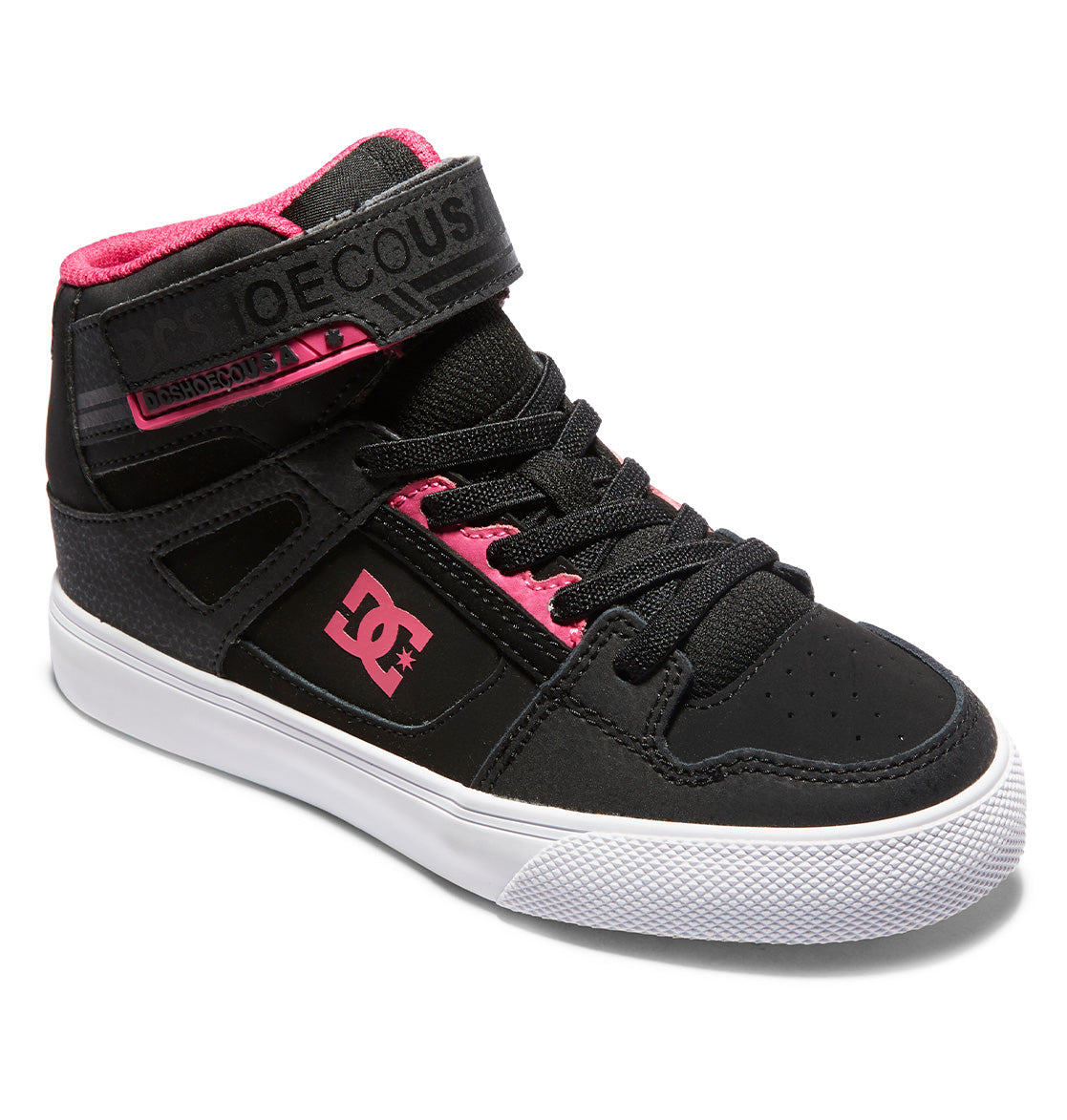 Kids&#39; Pure High Elastic Lace High-Top Shoes - Black/Pink/Black