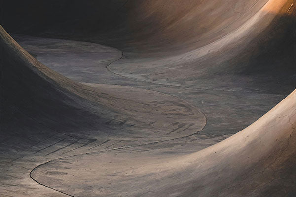 Winding skate ramps with a warm glow