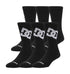 Two rows of DC Shoes Graffik Logo Crew Socks 3-Pack (black with large white DC logo and star), totaling six pairs.