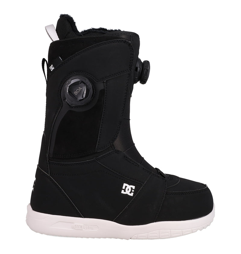Black Women’s Lotus Snowboard Boots with a Dual Zone BOA Fit System and a lightweight Unilite outsole.