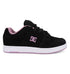 The Women’s Manteca 4 Shoes by DC Shoes feature a sleek black and pink colorway with a white sole, sporting the signature DC logo in pink on the side and stylish pink trim around the collar and sole—delivering classic skate style ideal for any skater.