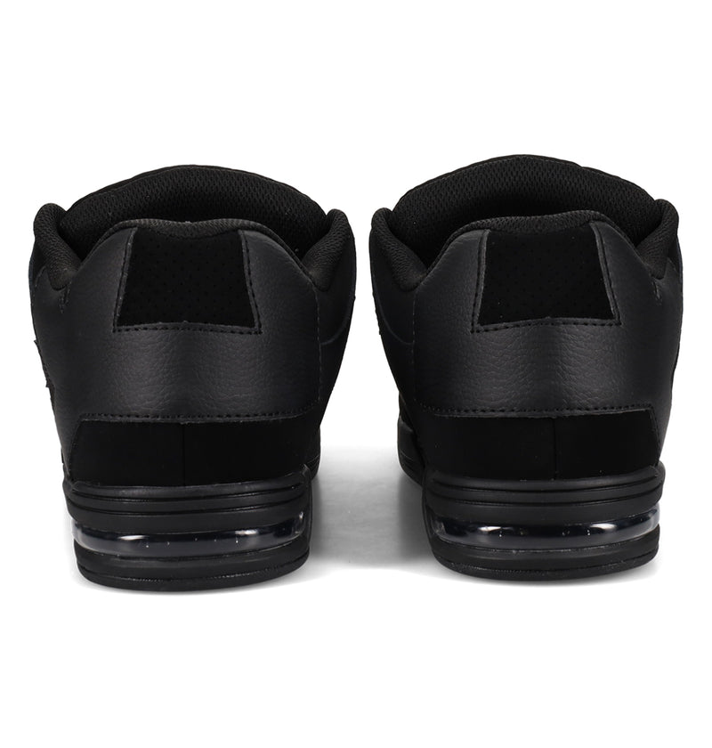 Back view of black Men’s Command Shoes with visible air cushioning units in the soles, featuring a street-ready design.