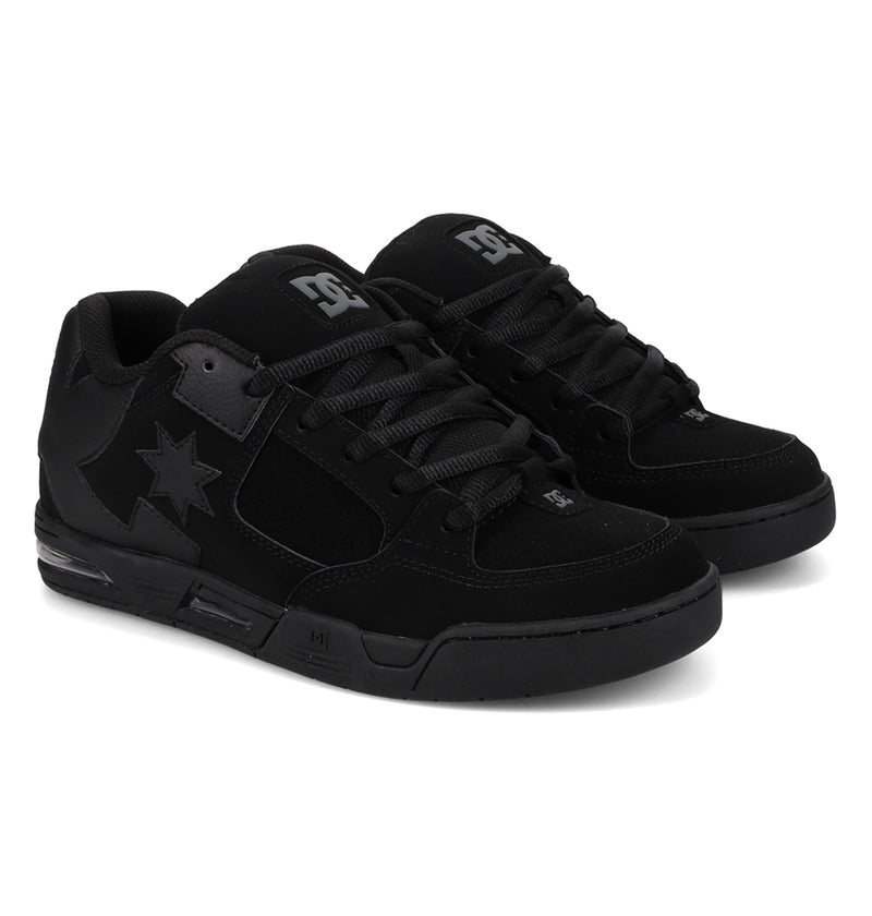 Black Men’s Command Shoes by DC Shoes featuring thick laces and a star logo on the side in a street-ready design.