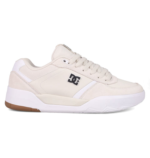 The DC Shoes Men's Fractal Shoes feature a beige low-top design with white accents, thick white sole, gum tread, and signature DC logo. Lace-up closure ensures street-ready style and performance-driven comfort for every step.
