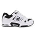 The Men's AT-2 Shoes by DC Shoes feature a white and black athletic design, mesh accents, thick airband outsole, DC logo on the side, white laces, and black detailing on the heel, toe, and sole for a modern look.