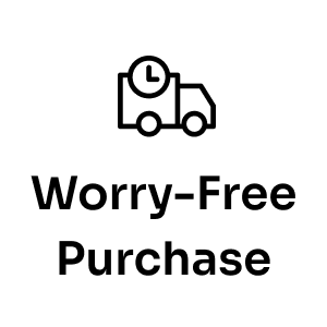 A black outline of a delivery truck with a clock above the cab is shown above bold “Worry-Free Purchase” text, featuring Seel protection by Seel for complete purchase coverage on a white background.