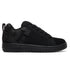 The Kids’ Court Graffik Shoes from DC Shoes are black athletic sneakers featuring black laces, a thick sole, and a bold stitched logo on the side. These shoes showcase the iconic Court Graffik style with a puffy silhouette, low-profile design, and a convenient heel loop for easy on and off.