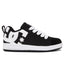 The Kids’ Court Graffik Shoes by DC Shoes feature a black and white colorway with a puffy silhouette, white laces, a white sole, and an oversized DC logo on the side—an ideal pick for fans of the iconic Court Graffik design.