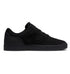 A side profile of the Men’s Crisis 2 Shoes by DC Shoes is shown in black, featuring a low-top silhouette, a performance cup sole, and subtle branding on the side, photographed against a white background.
