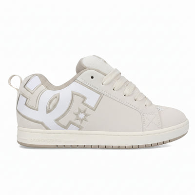 White sneaker with brand logo on a white background