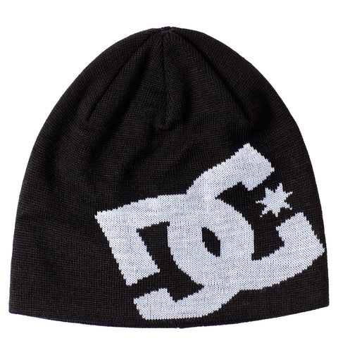The DC Shoes Big Star 2 beanie is crafted from recycled fibers for a sustainable touch and features a large white DC Shoes logo with a star on the front, all in classic black knit.