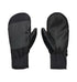 A pair of DC Shoes Franchise Mitts 10K in black and dark gray are displayed, designed for insulated warmth, with one mitten showing a textured grip on the palm side and the other revealing the back adorned with a subtle DC logo.