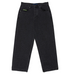 The DC Shoes Men's Baggy Denim Snake Print Pant features a subtle laser reptile-skin pattern, five pockets, a green label on one front pocket, and a baggy fit. Shown laid flat on a white background.