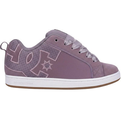 Purple sneaker with a star logo on a white background
